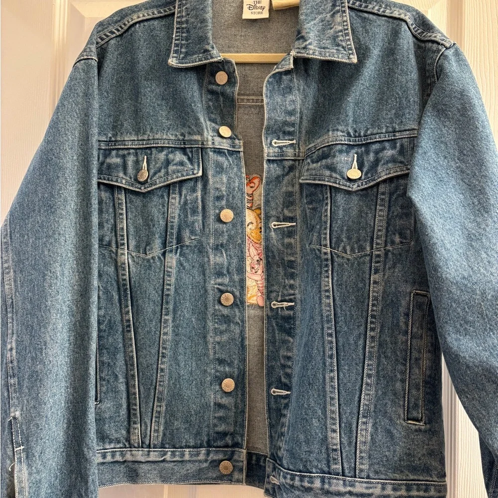 The Disney Store Vintage Y2K Denim Jacket with Winnie the Pooh Embroidery Large - Picture 2 of 2
